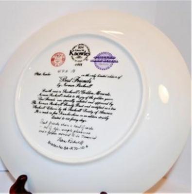 "Best Friends" by Artist Norman Rockwell - Includes: CERTIFICATE OF AUTHENTICITY, Plate #493B, 8½" Diameter & First...