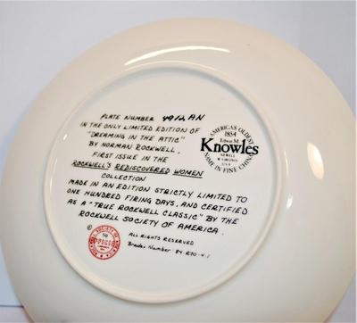 "Dreaming In the Attic" by Artist Norman Rockwell - Includes: CERTIFICATE OF AUTHENTICITY, Plate #4912AN, 8½" Diameter...