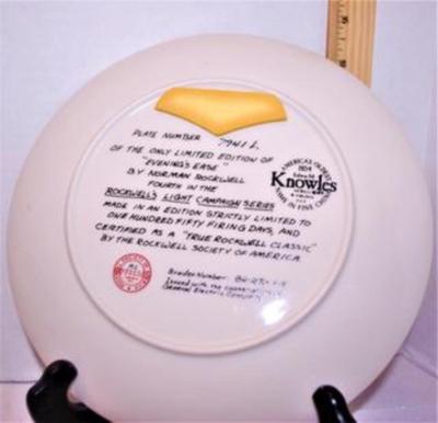 "Evening's Ease" by Artist Norman Rockwell - Includes: CERTIFICATE OF AUTHENTICITY, Plate #7941L, 8½" Diameter &...
