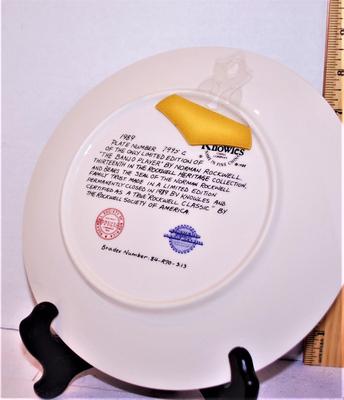 "The Banjo Player" by Artist Norman Rockwell - Includes: CERTIFICATE OF AUTHENTICITY, Plate #7995C, 8½" Diameter &...