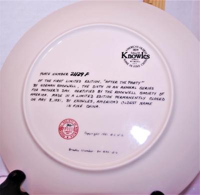 "After the Party" by Artist Norman Rockwell -Includes: CERTIFICATE OF AUTHENTICITY, Plate #21129F, 8½" Diameter & Date...