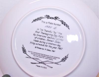 "I'm Thankful Too" by Artist Donald Zolan - Includes: CERTIFICATE OF AUTHENTICITY, Plate #1924B, 7½" Diameter &...