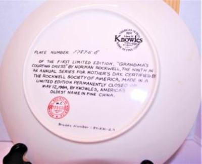 "Grandma's Courting Dress" by Artist Norman Rockwell - Includes: CERTIFICATE OF AUTHENTICITY, Plate #17895E, 8½"...