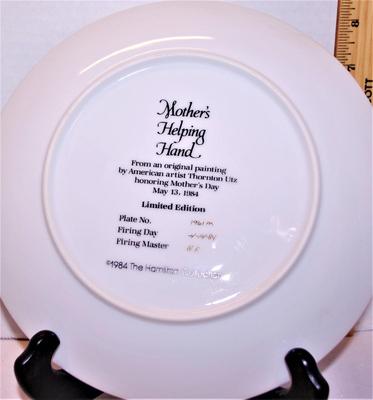 "Mother's Helping Hand" by Artist Thorton Utz - Includes: Plate #1961M, 8½" Diameter & Date Closing 1984