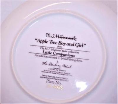 "Apple Tree Boy and Girl" by M.J. Hummel - Includes: Plate #LX5668, 8" Diameter & w. Goebel, Germany