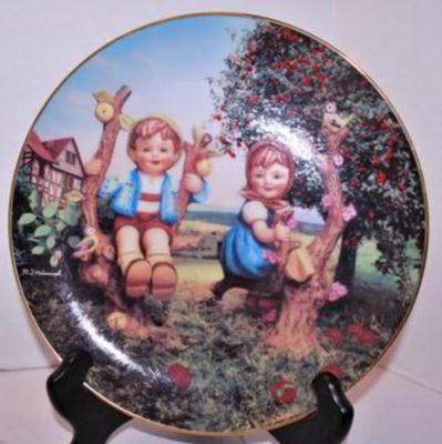 "Apple Tree Boy and Girl" by M.J. Hummel - Includes: Plate #LX5668, 8" Diameter & w. Goebel, Germany