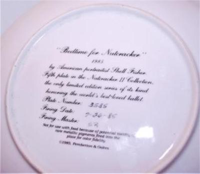 "Bedtime for Nutcracker" by Artist Shell Fischer - Includes: Plate #3585, 8½" Diameter & Date Closing 1985