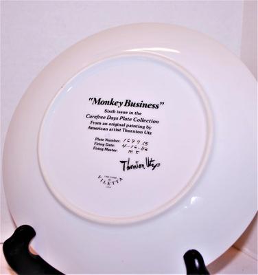 "Monkey Business" by Artist Thornton Utz - Includes: Plate #1699B, 8½" Diameter & Date Closing 1982