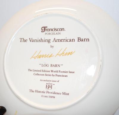 "Log Barn" by Artist Harris Hun - Includes: 8½" Diameter & Company: Franciscan Porcelain - "The Vanishing...