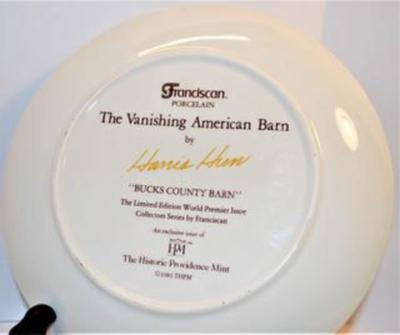 "Bucks County Barn" by Artist Harris Hun - Includes: 8½" Diameter & Company: Franciscan Porcelain - "The...