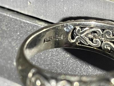 Vintage EFFY Designer Sterling Silver/18k Gold w/Diamonds Fashion Wedding Band Ring Size-7 in Good Preowned Condition.