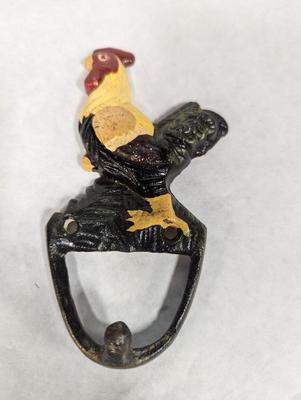 Vintage Cast Iron Barnyard Pig & Rooster Wall Hooks