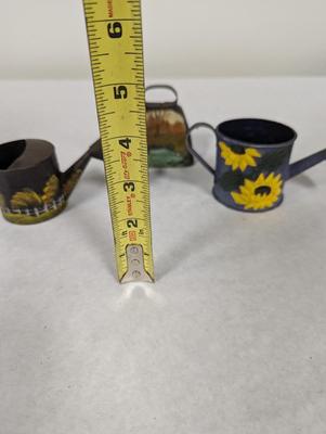 Miniature Hand Painted Watering Cans & Bell