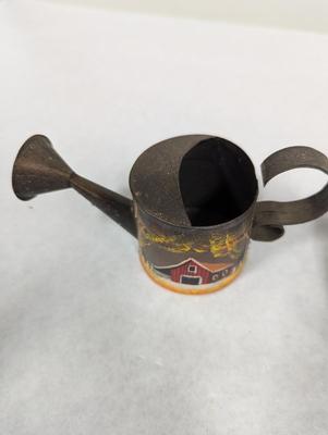 Miniature Hand Painted Watering Cans & Bell