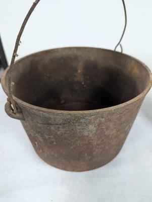 Cast Iron Footed Bean Pot Marked BB