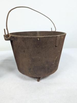 Cast Iron Footed Bean Pot Marked BB