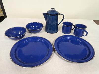 Blue Enameled Camping Pieces