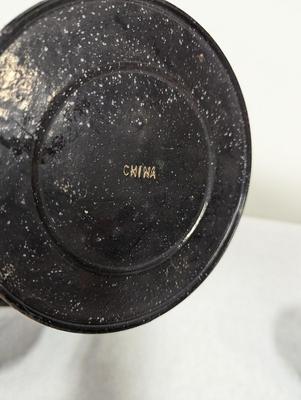 Black Enamelware Coffee Pot & Cups