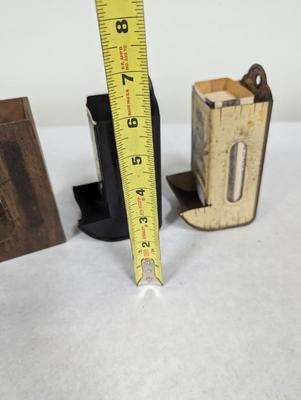 Vintage Wood & Metal Wall Match Holders