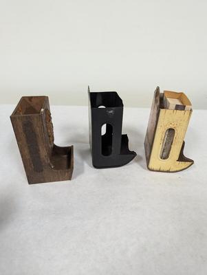 Vintage Wood & Metal Wall Match Holders