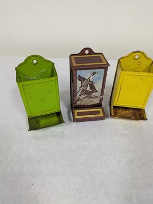 Vintage Metal Wall Match Holders