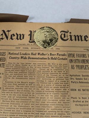 1932 New York Times Paper With COA