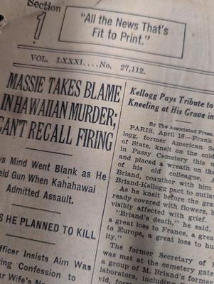 1932 New York Times Paper With COA