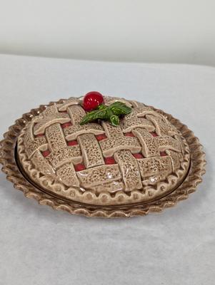 Vintage Cherry Pie Dish With Lid