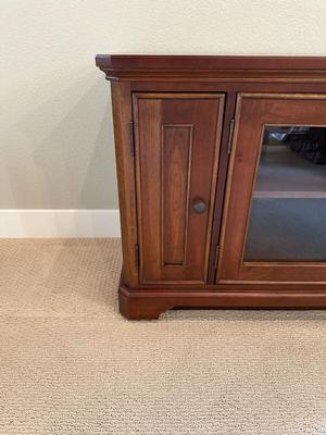 WOODEN MEDIA STAND WITH STORAGE