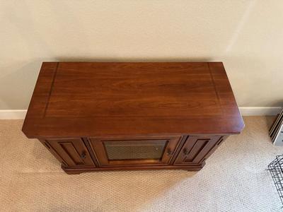 WOODEN MEDIA STAND WITH STORAGE