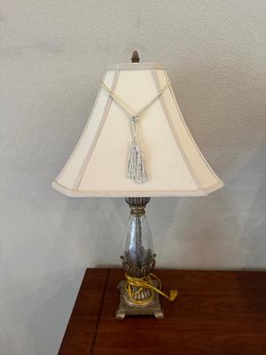 PAIR OF MATCHING LAMPS AND A METAL VASE