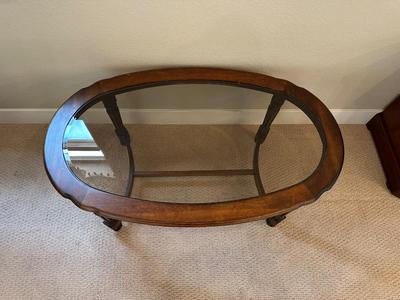 BEAUTIFUL OVAL COFFEE TABLE WITH FAUX PLANT