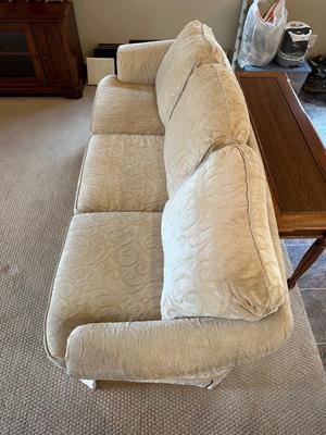 IVORY COLORED SOFA WITH SLIPCOVER CUSHIONS