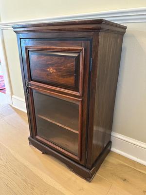Antique Wood Inlaid Cabinet (see description)