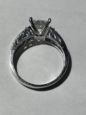 Vintage Sterling Silver Ring Size-10 Princess Cut CZ Engagement Ring 5.3 Grams TW in Good Preowned Condition.