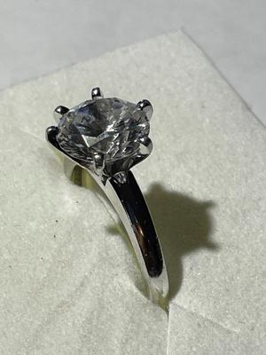 Vintage Sterling Silver Ring Size-7.75 Round Cut CZ Engagement Ring 4.2 Grams TW in Good Preowned Condition.