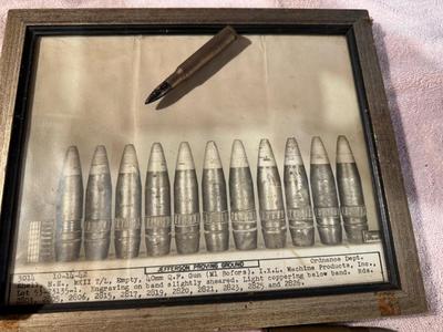 Military Issue Picture & Assorted Caliber Vintage Shells/Casings #50