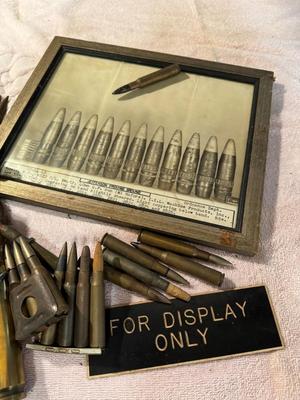 Military Issue Picture & Assorted Caliber Vintage Shells/Casings #50