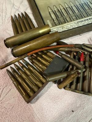 Military Issue Picture & Assorted Caliber Vintage Shells/Casings #50