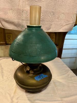 Antique Brass Shaded Hurricane Lamp