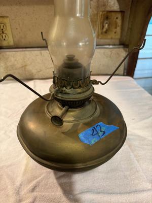 Antique Brass Shaded Hurricane Lamp