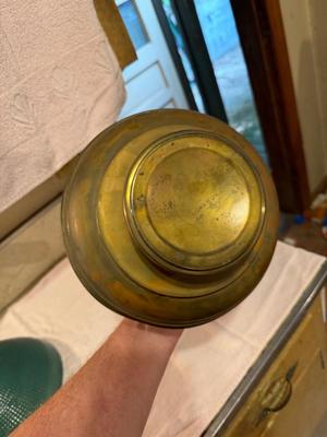 Antique Brass Shaded Hurricane Lamp