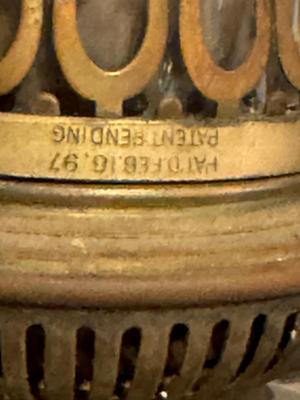 Antique Brass Shaded Hurricane Lamp