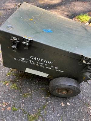 Metal Military Box on Wheels