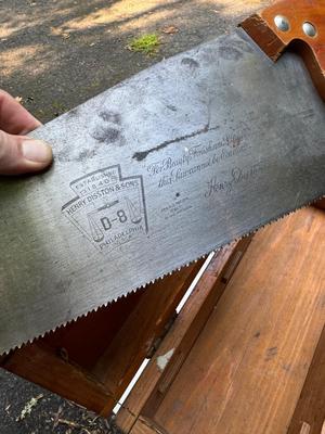 Vintage Wooden Tool Box and Hand Saw