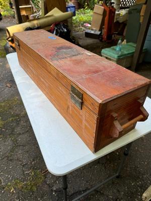 Vintage Wooden Tool Box and Hand Saw