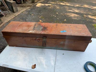 Vintage Wooden Tool Box and Hand Saw
