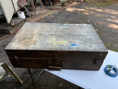Vintage Tin & Wooden Compartmental Carry Case Box