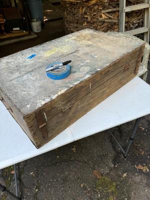 Vintage Tin & Wooden Compartmental Carry Case Box