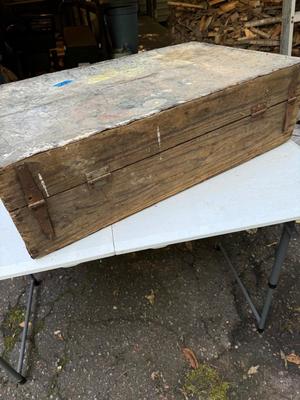 Vintage Tin & Wooden Compartmental Carry Case Box